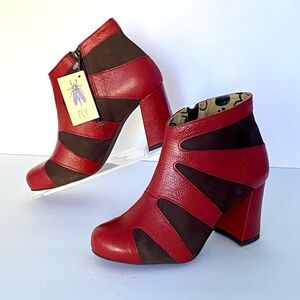 FLY LONDON  Designer NEW heeled ankle boot brown red/rust/cherry  leather EU 36